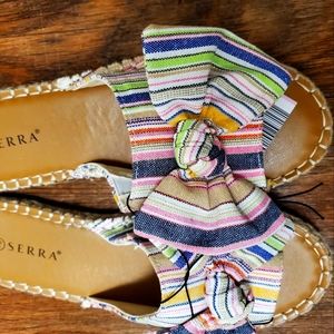 Serra size 10. Multi color sandals.